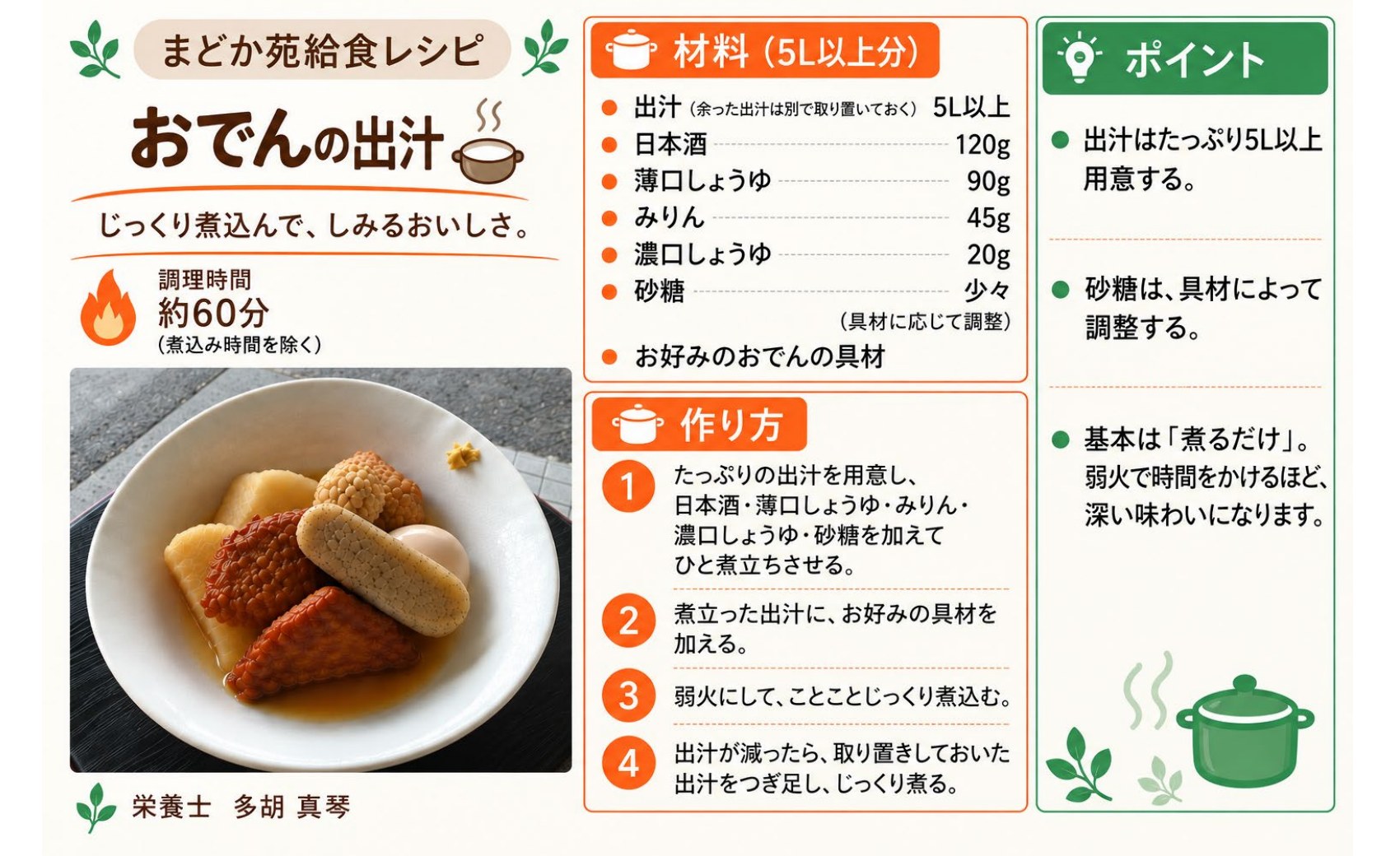 四季の調べ第81号 まどか苑給食レシピ「おでんの出汁」